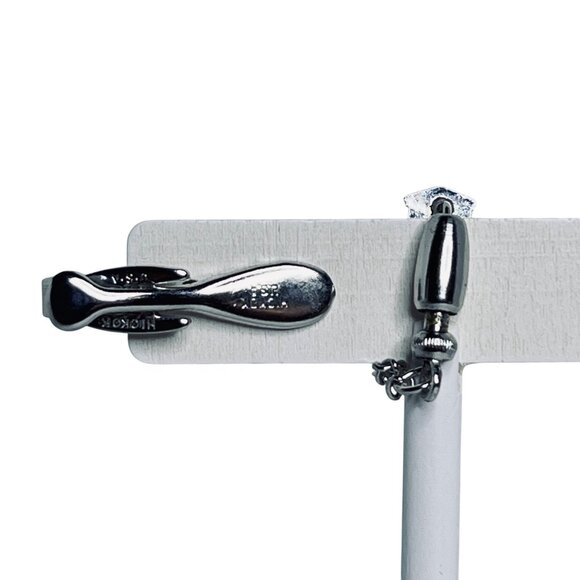 Vintage Silver Tone Hickok Tie Bar W/Lincoln Memorial Button (1297) - Picture 2 of 5